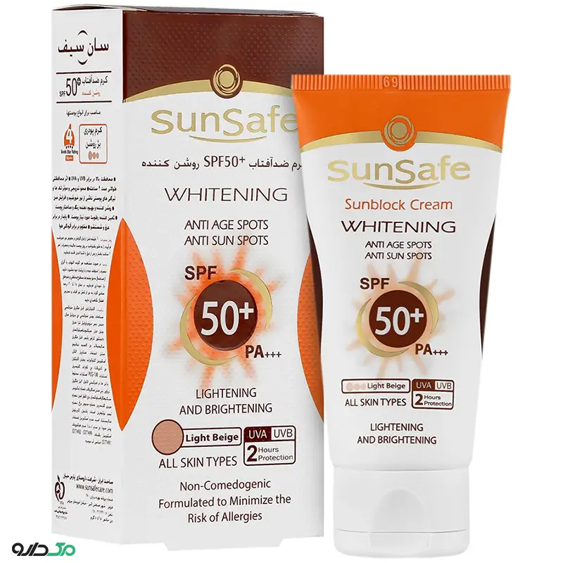 کرم ضد آفتاب روشن کننده کرم پودری سان سیف SPF50
